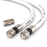 G-PLUG 50FT RG6 Coaxial Cable Connectors Set – High-Speed Internet, Broadband and Digital TV Aerial, Satellite Cable Extension – Weather-Sealed Double Rubber O-Ring and Compression Connectors White
